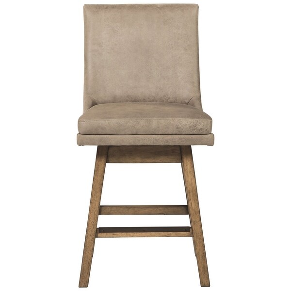 39 Inch Leatherette Padded Swivel Barstool， Set of 2， Beige - 39 H x 22 W x 19 L Inches