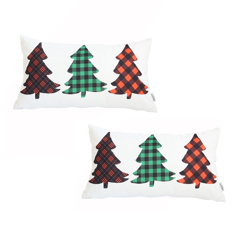 Christmas Tree Lumbar Printed Pillow Covers (Set of 2)