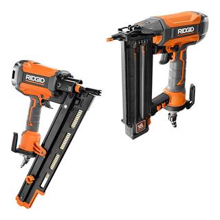 RIDGID Pneumatic 18-Gauge 2-18 in. Brad Nailer and 21-Degree Round Head Framing Nailer R213BNF-R350RHF