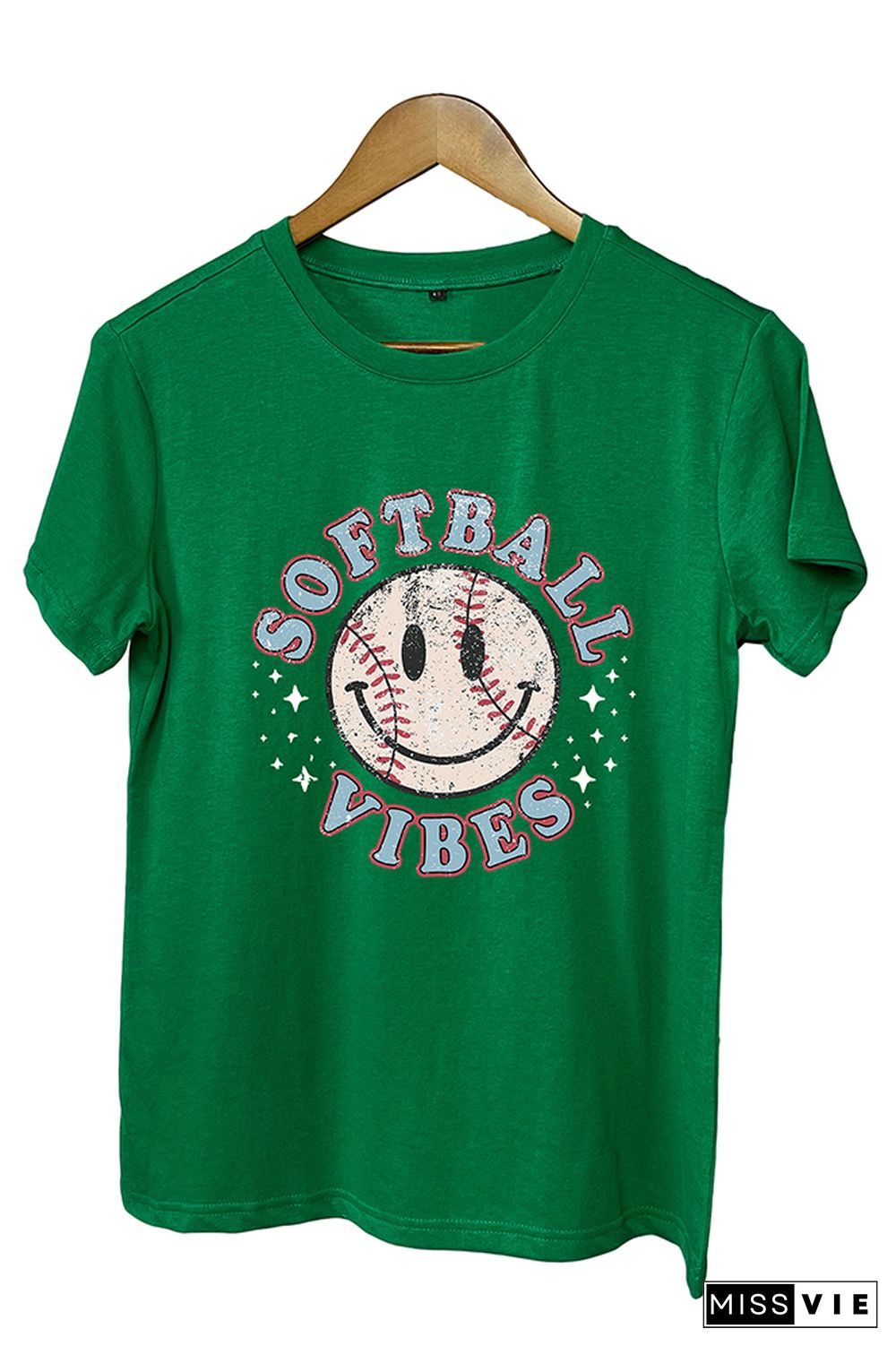 Softball Smiley Face Graphic Tee Wholesale