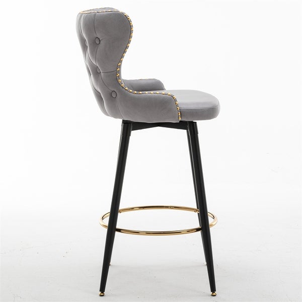 Modern Set of 2 Bar Chairs Bar Stools with Metal Legs