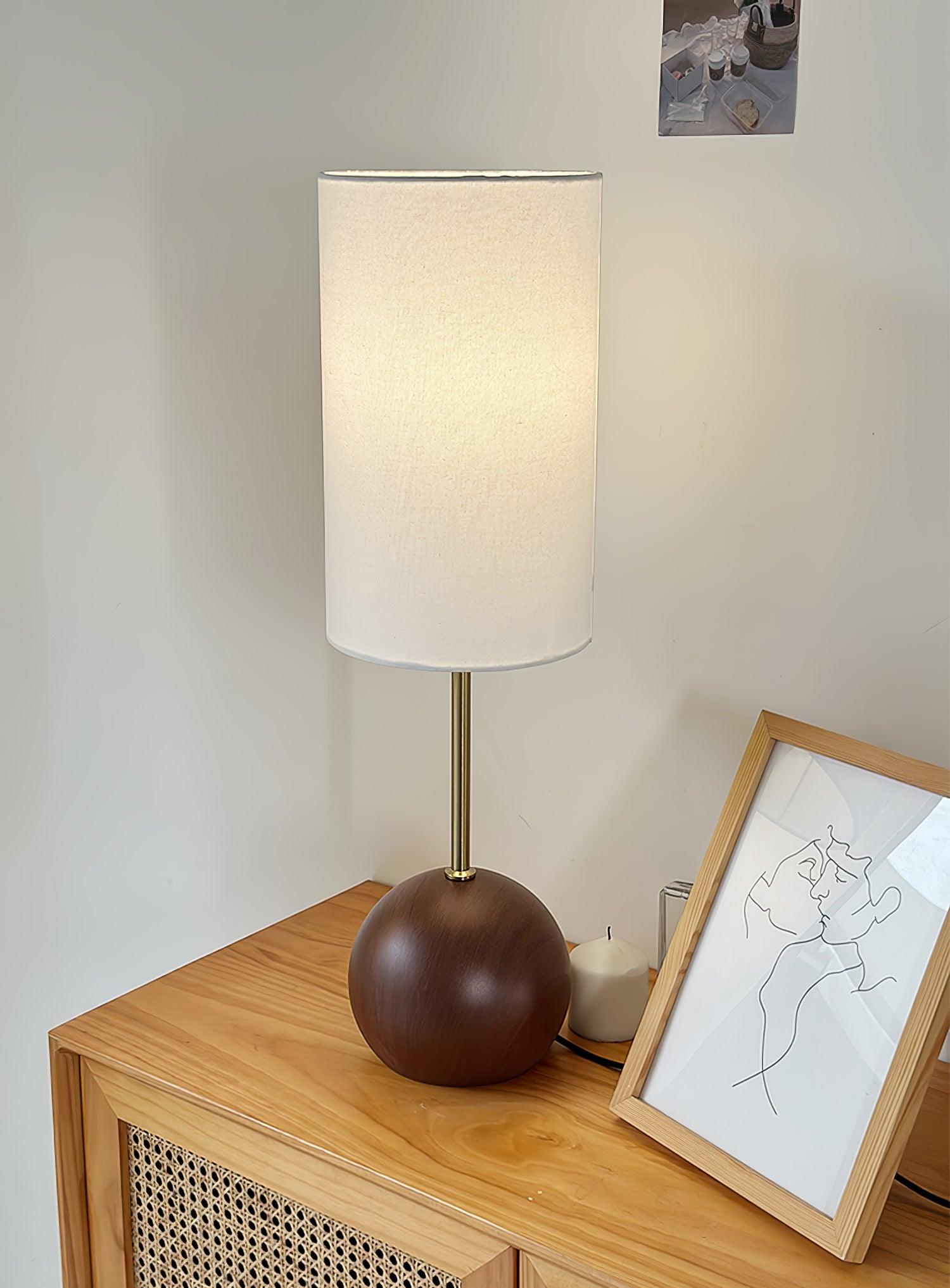 Orbis Wooden Sphere Table Lamp