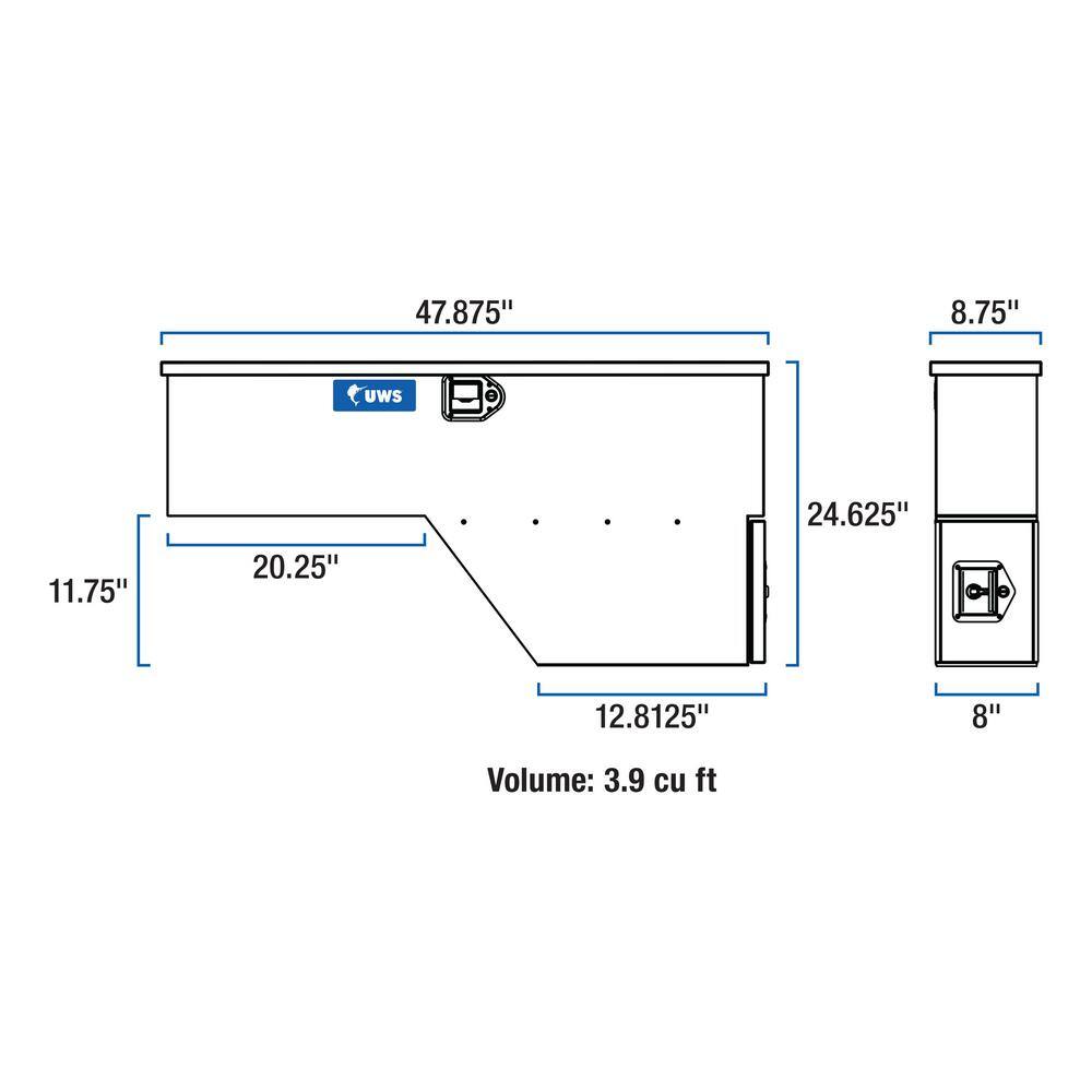 UWS 48 in. Bright Aluminum Driver-Side Truck Fender Tool Box (Heavy Packaging) FW-48-DS-D