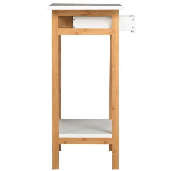 2 Tier Solid Bamboo Frame End Table with Drawer