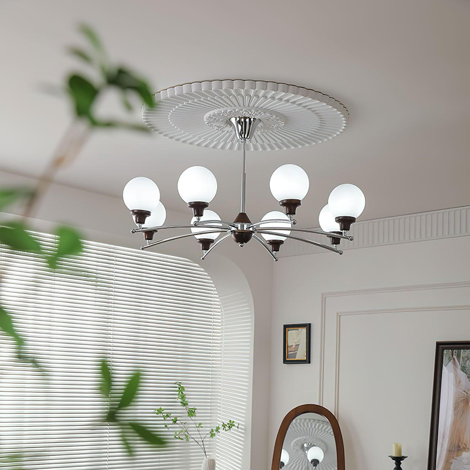 Walnut Glass Ball Chandelier