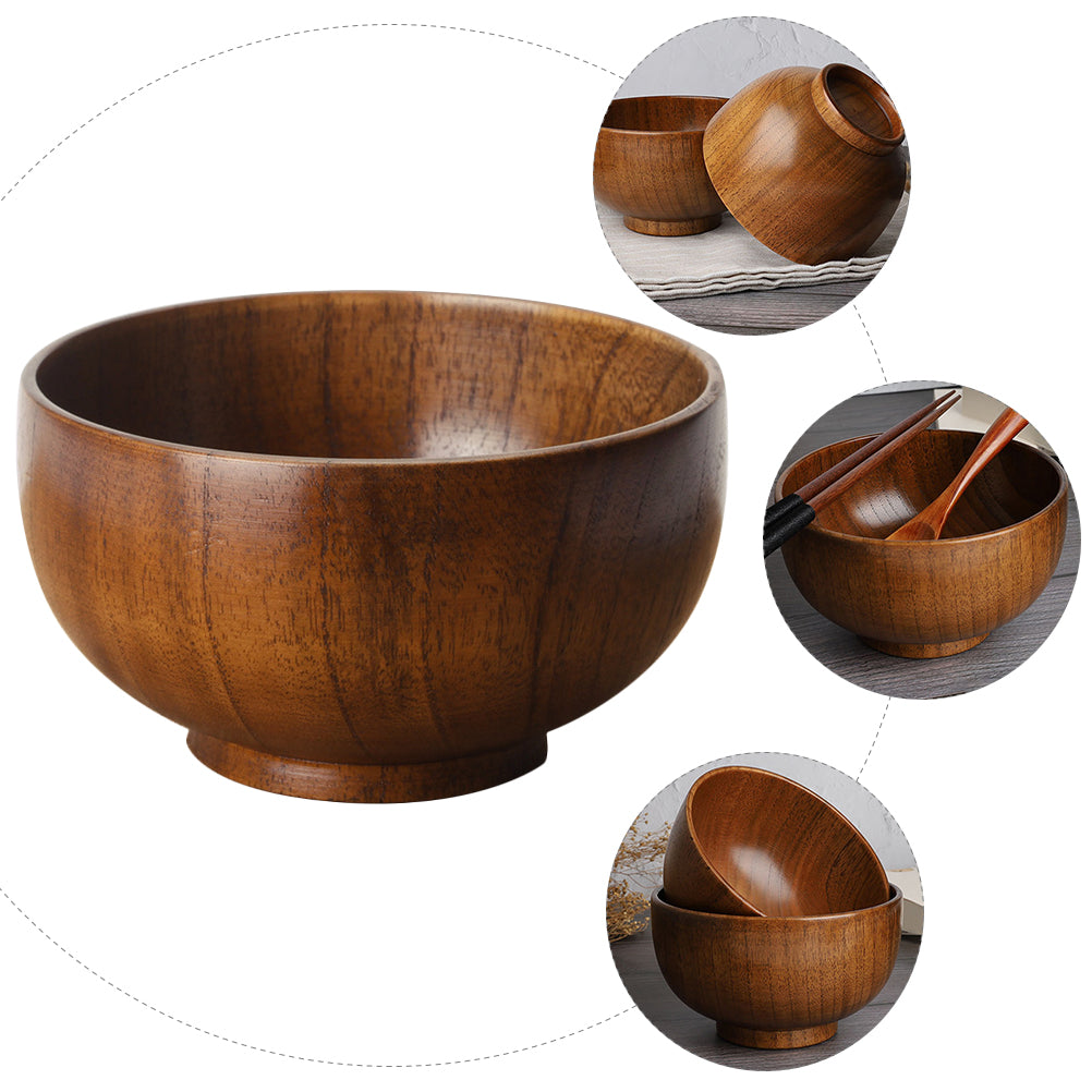 NUOLUX 1pc 10X6.5CM Practical Wood Salad Bowl Creative Thicken Fruits Bowl Round Bowl