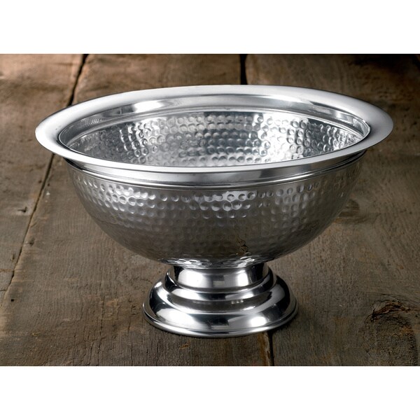 15-inch Hammered Aluminum Pedestal Punchbowl