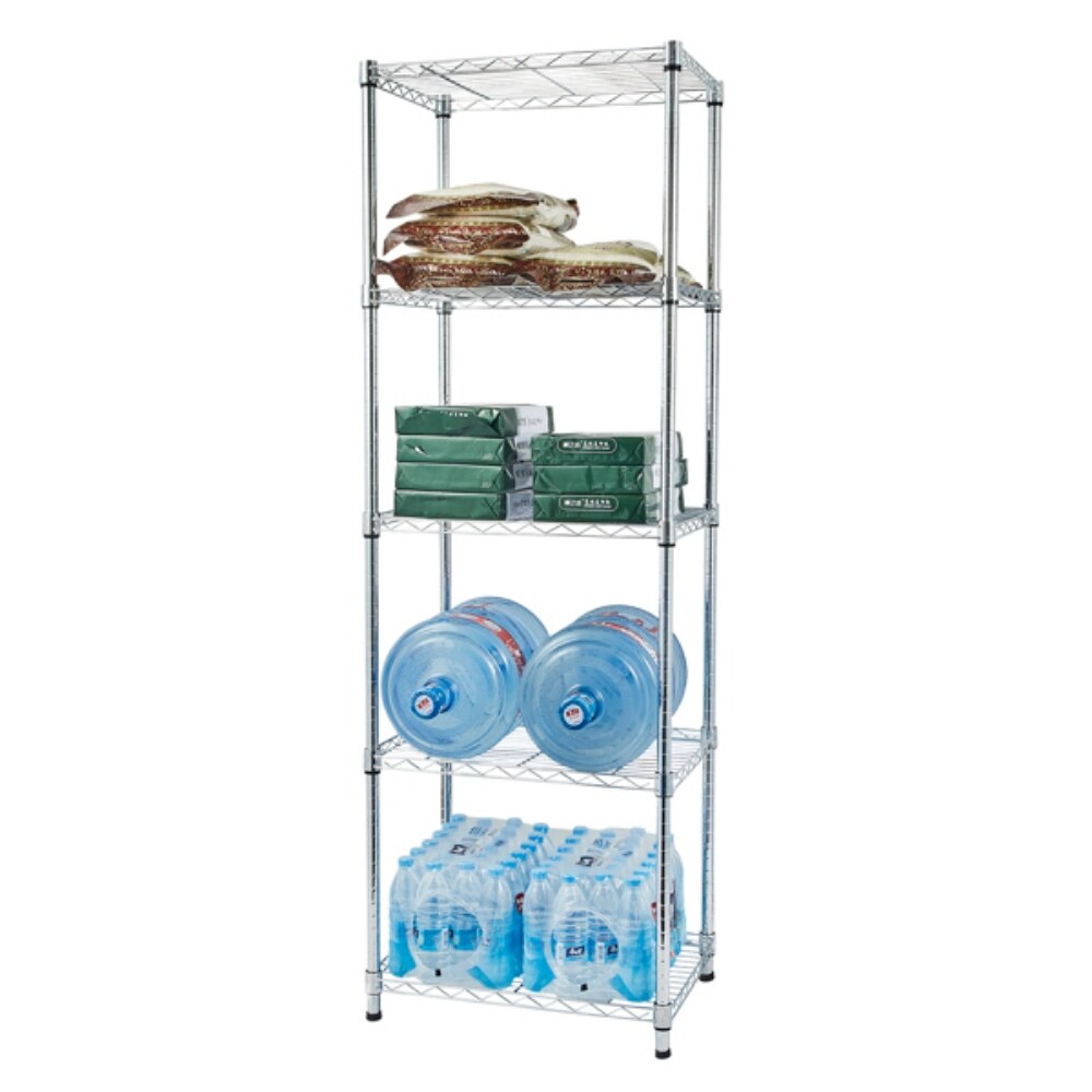 5 Tier Chrome Shelving Unit   (21.65 x 17.72 x 70.87)\