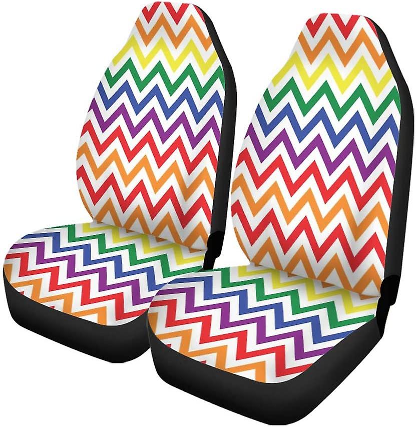 Set Of 2 Car Seat Covers Colorful Polyline Universal Auto Front Seats Protector Fits For Car，suv Sedan，truck D---44390