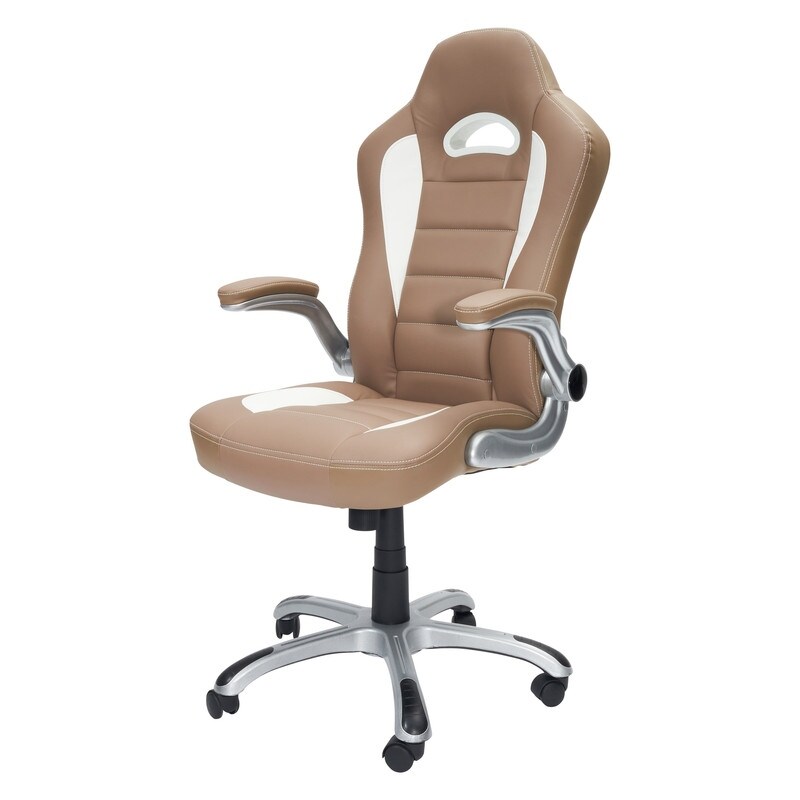 Camel High Back Sport Race Executive Office Chair with Flip Up Arms