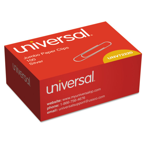 Universal Paper Clips， Jumbo， Smooth， Silver， 100/Box (72220BX)