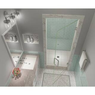 Aston Kinkade XL 33.75 in. - 34.25 in. x 80 in. Frameless Hinged Shower Door with StarCast Clear Glass in Stainless Steel SDR997EZ-SS-3480