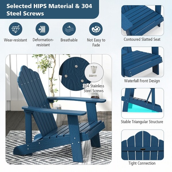 Gymax Patio HIPS Outdoor Weather Resistant Slatted Chair Adirondack