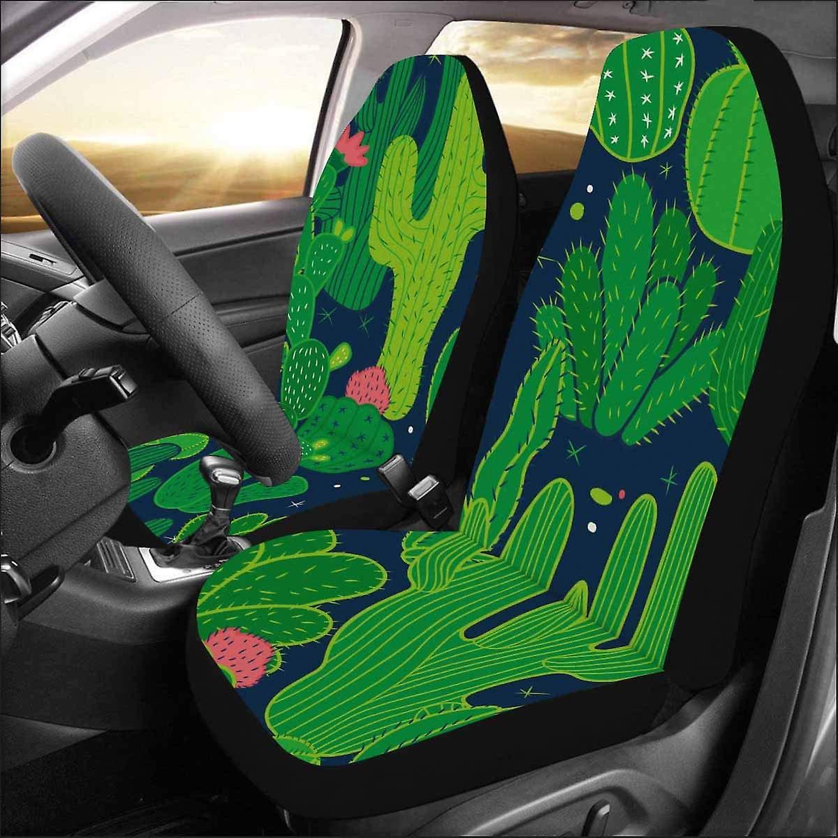 Set Of 2 Car Seat Covers Cactus Universal Auto Front Seats Protector Fits For Car，suv Sedan，truck D 72835