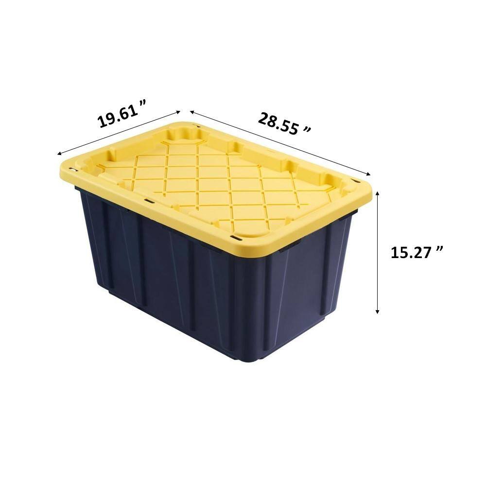 HDX 27 Gal. Tough Storage Tote in Black with Yellow Lid HDX27GONLINE(5)