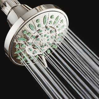 AquaDance 6-Spray Patterns 4 in. Single Wall Mount Fixed Shower Head with Antimicrobial High Pressure in Brushed Nickel 82205