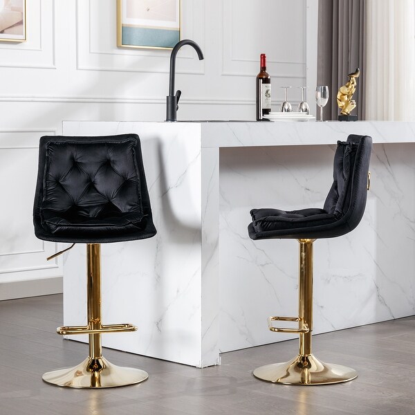 Set of 2 Bar Stools， Superior Velvet Bar Stools