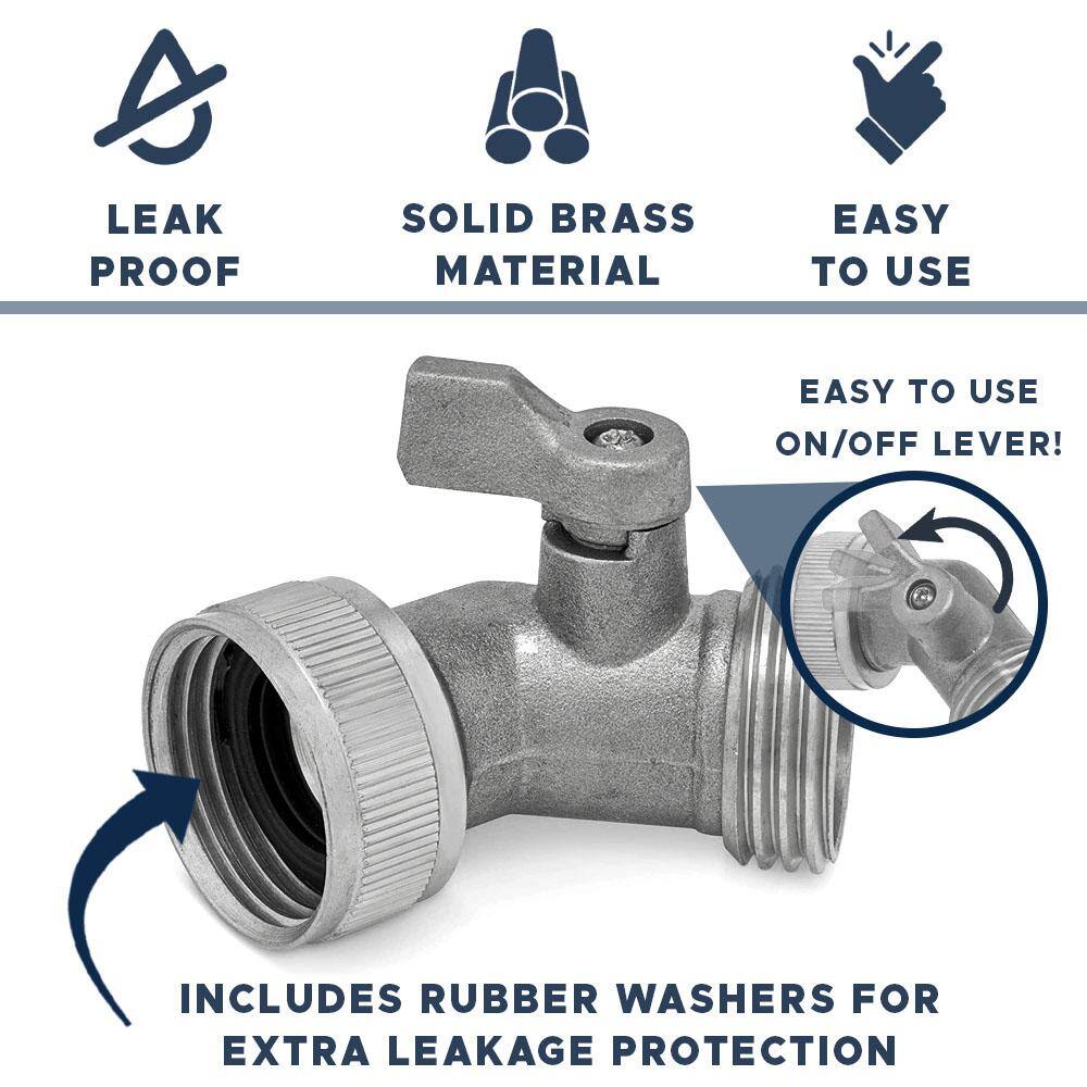 Morvat 45-Degree Nickel Plated Brass Garden Hose Elbow Connector with OnOff Shutoff Valve MOR-NP-BELBOW-1-A