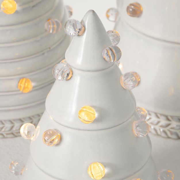 Illuminated Ceramic Tree White 11 5 quot h Ceramic Set Of 3