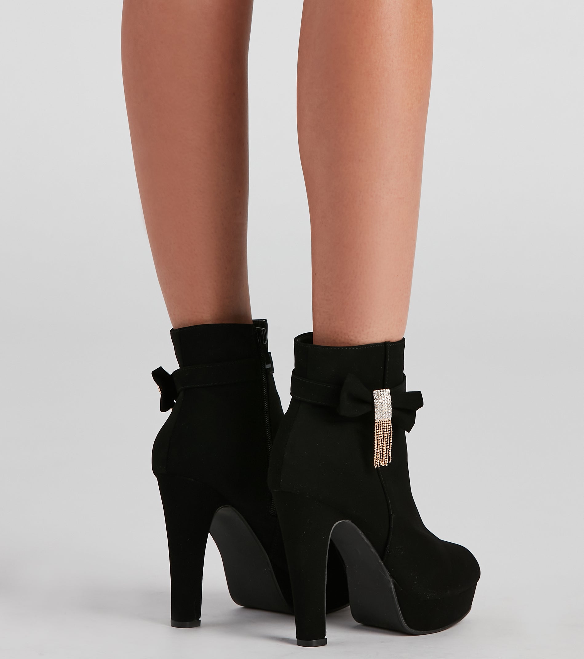 Bow Beauty Nubuck Platform Booties