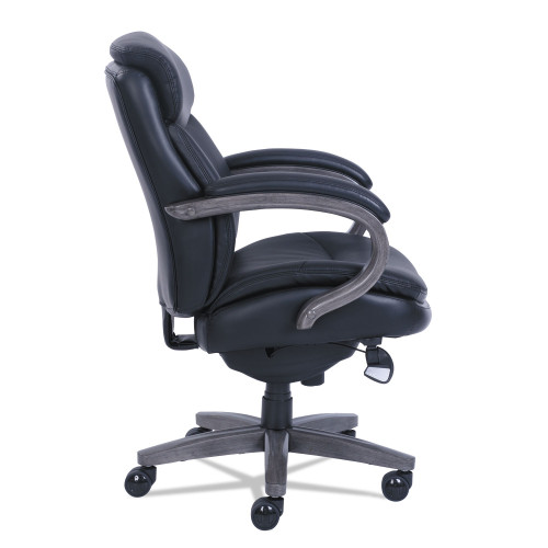 La-Z-Boy Woodbury Mid-Back Executive Chair， Supports Up to 300 lb， 18.75 to 21.75 Seat Height， Black Seat/Back， Weathered Gray Base (48963A)