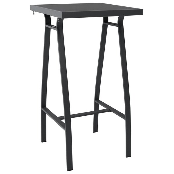 vidaXL Patio Bar Table Black Tempered Glass