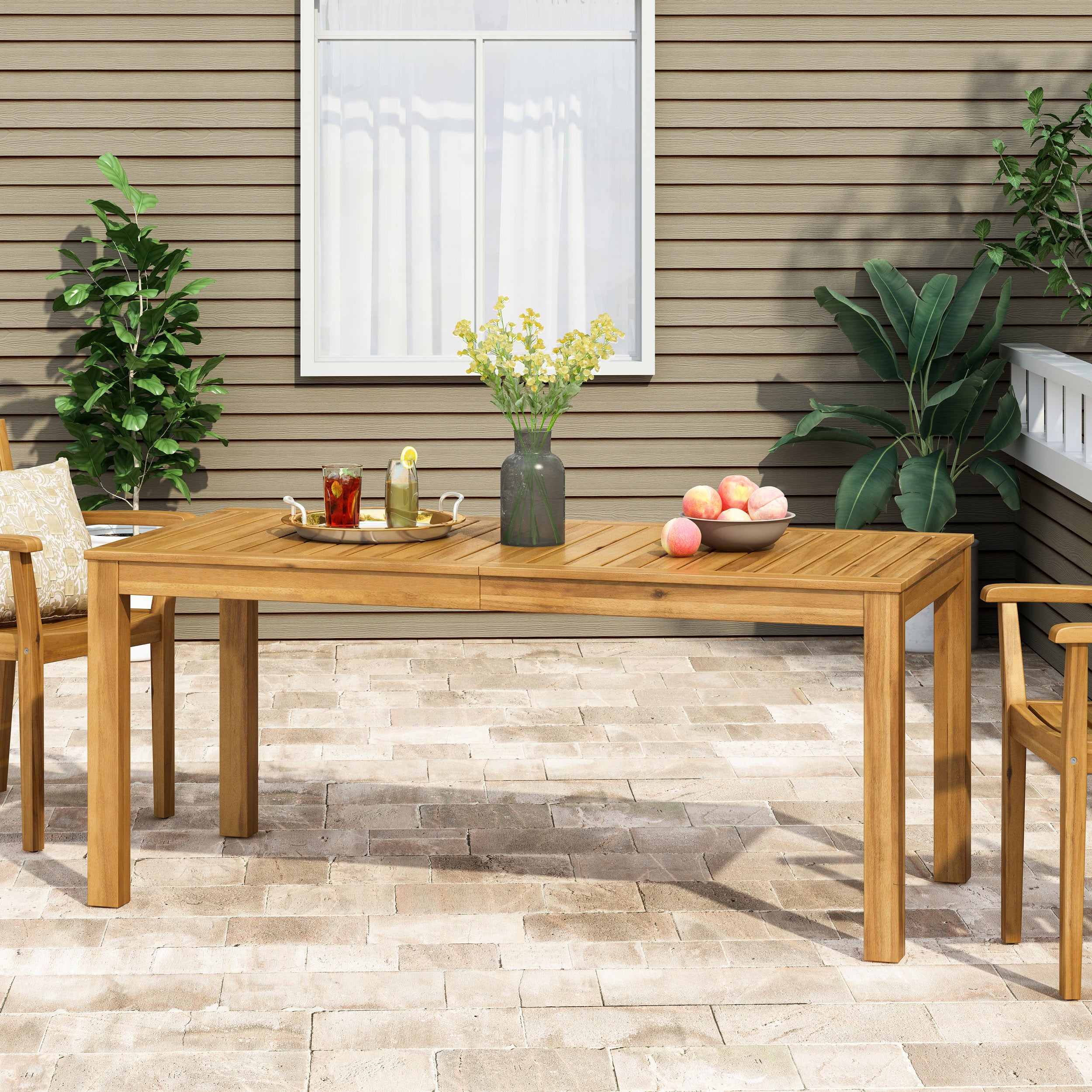 Joviah Outdoor Rustic Acacia Wood Dining Table