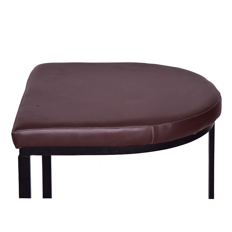 26 Inch Counter Height Stool with Vegan Faux Leather Upholstery， Black Iron Frame， Dark Brown