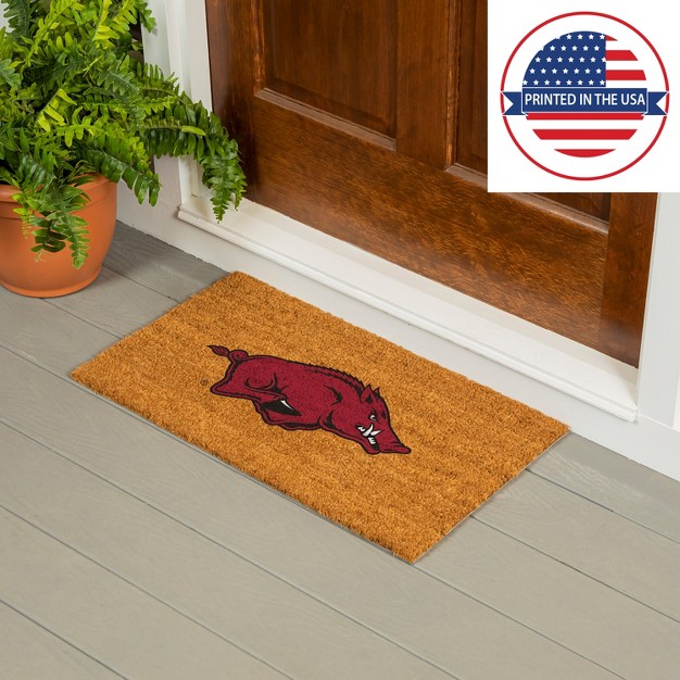 Evergreenncaaarkansas Razorbacks Logo Natural Coir 28 X 16 Inches Indoor Outdoor Doormat