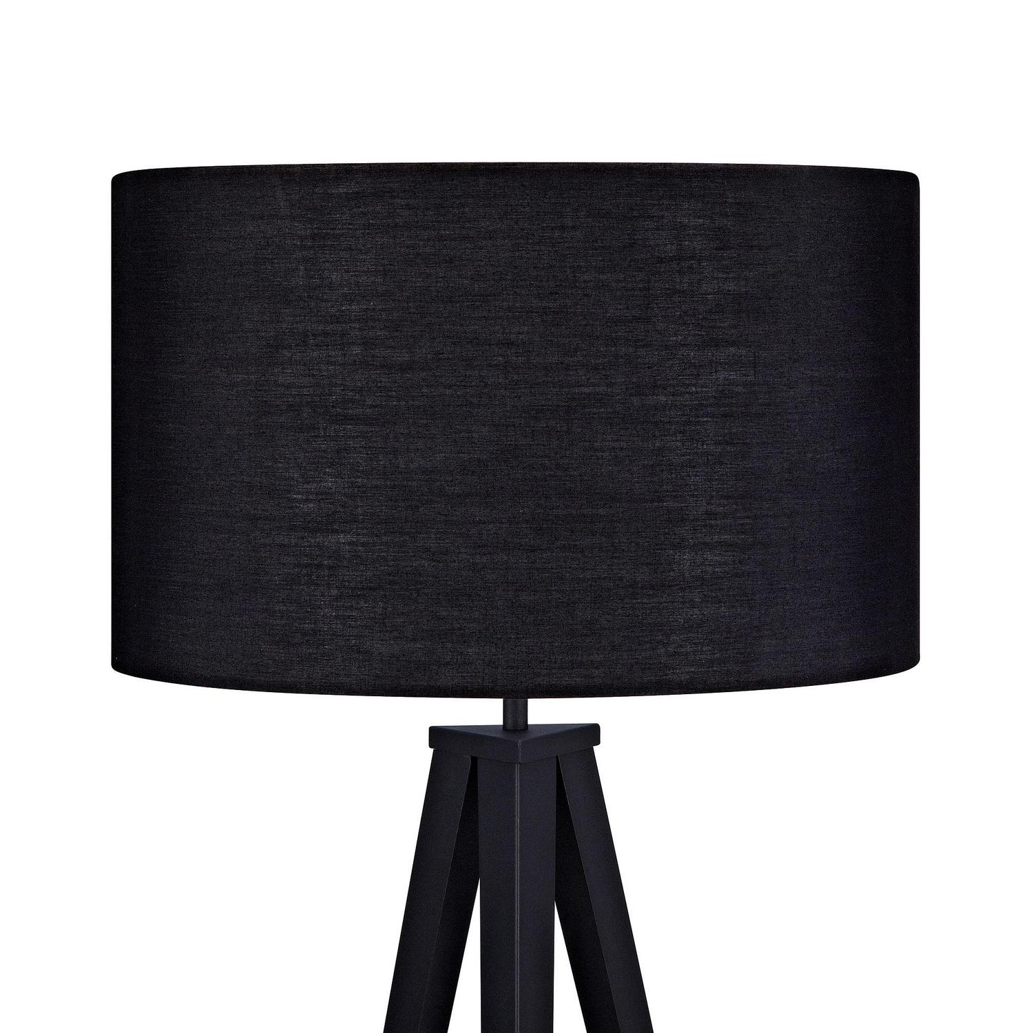 Teamson Home Romanza 60.23 Postmodern Tripod Floor Lamp with Drum Shade， Matte Black