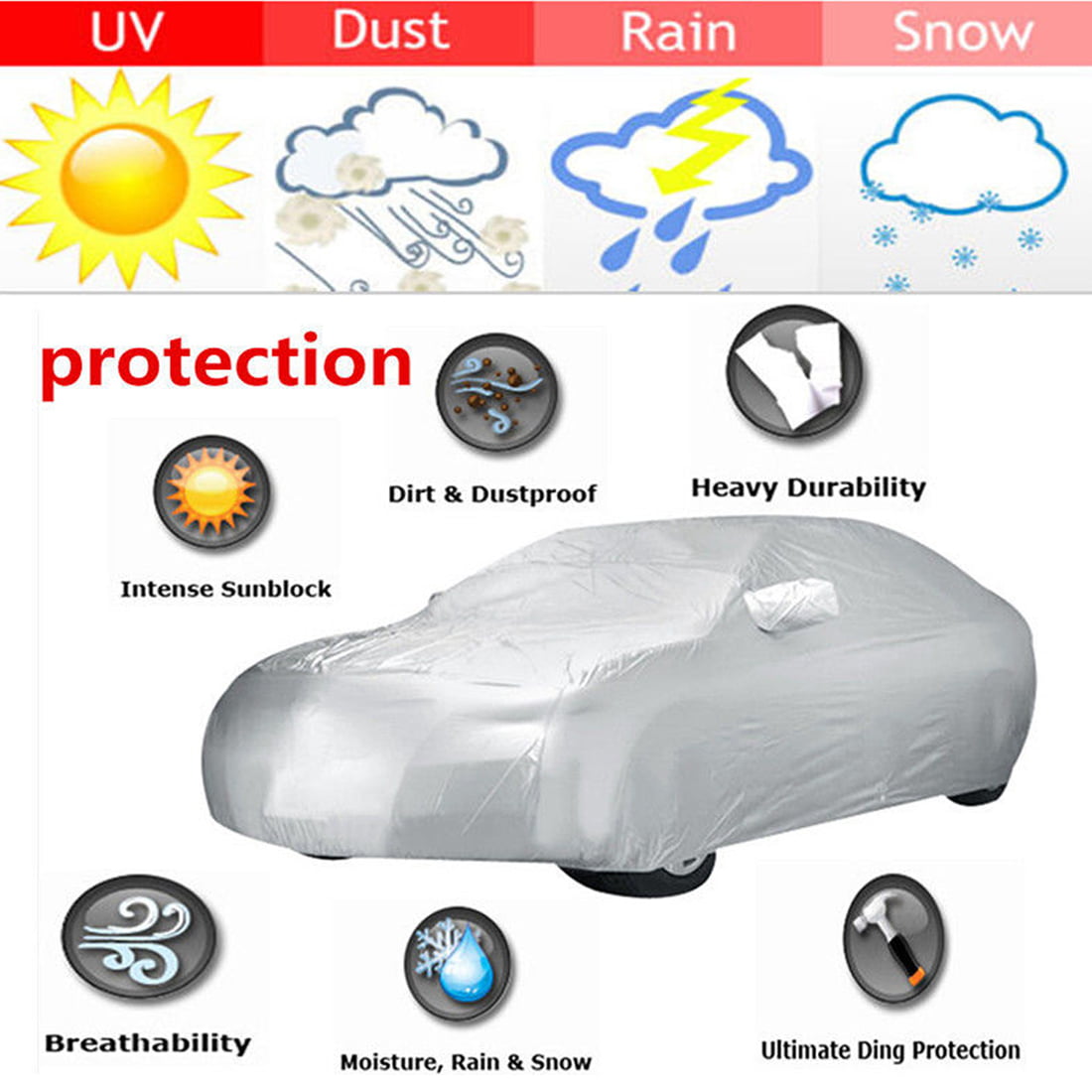 Breathable Waterproof UV Dust Protective SUV Car Cover Outdoor For