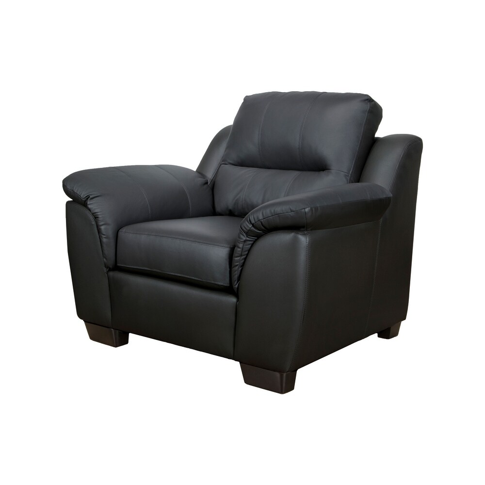 Bastrop Genuine Leather Sofa  Loveseat and Chair Set   Black