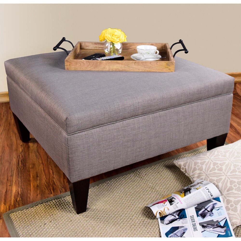MJL Furniture Manhattan Espresso Fabric Upholstered Organizational Cocktail Ottoman Table