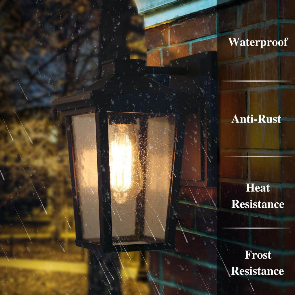 LNC 1 Light Farmhouse Black Outdoor Sconces Wall Lighting  Outdoor Lantern   Transitional   Outdoor Wall Lights And Sconces   by LNC  Houzz