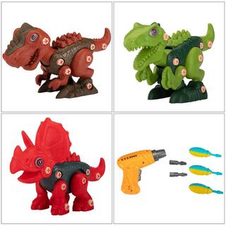 Nyeekoy 3-in-1 Take Apart Dinosaurs Toys 3-Pack Learning Toy Set Educational Dino Toy with Electric Drill TH17T0818