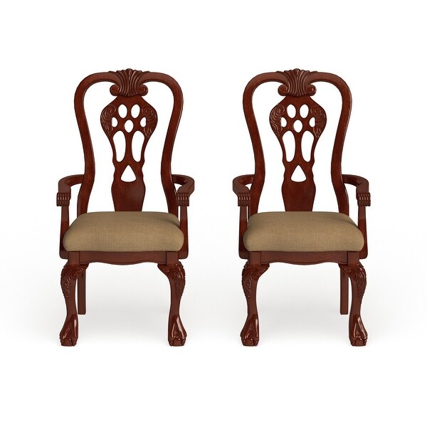 Harper Traditional Cherry Wood Dining Arm Chairs (Set of 2) by Furniture of America