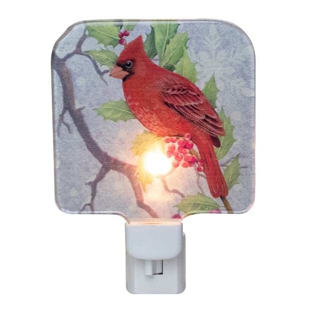 Red Cardinal Glass Christmas Night Light