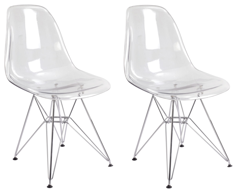 Mod Made Paris Tower Acrylic Clear Set Of 2 Dining Side Chair MM SWAC086 Clear   Midcentury   Dining Chairs   by Mod Made  Houzz