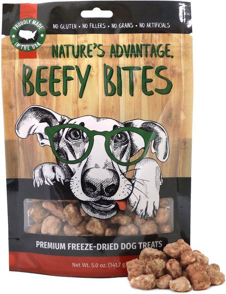 Nature's Advantage Grain-Free Beefy Bites Freeze-Dried Dog Treats， 5-oz bag