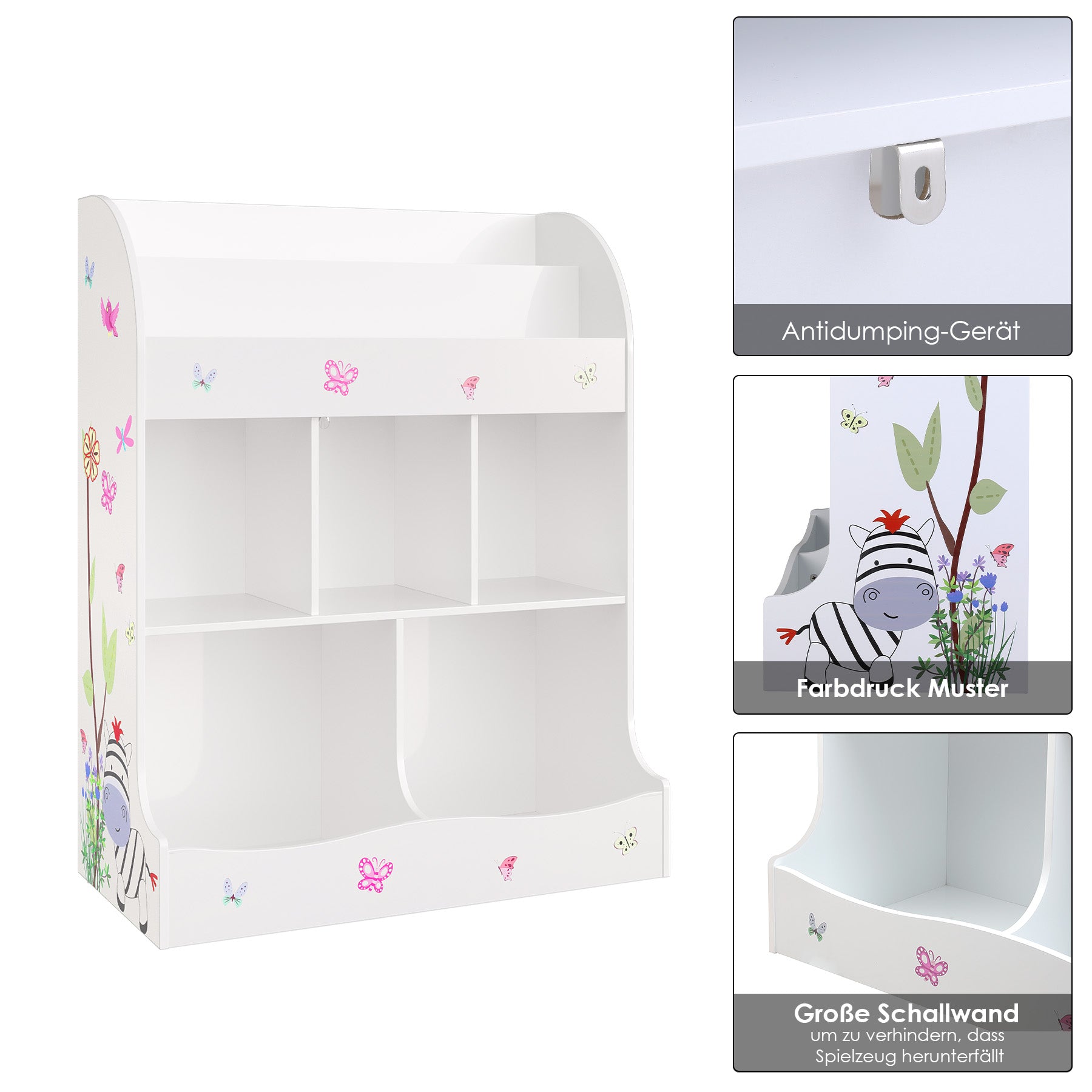 Toy Storage Cabinet With 5 Cubbies And Shelf For Playroom, Hallway, Kindergarten, School, White