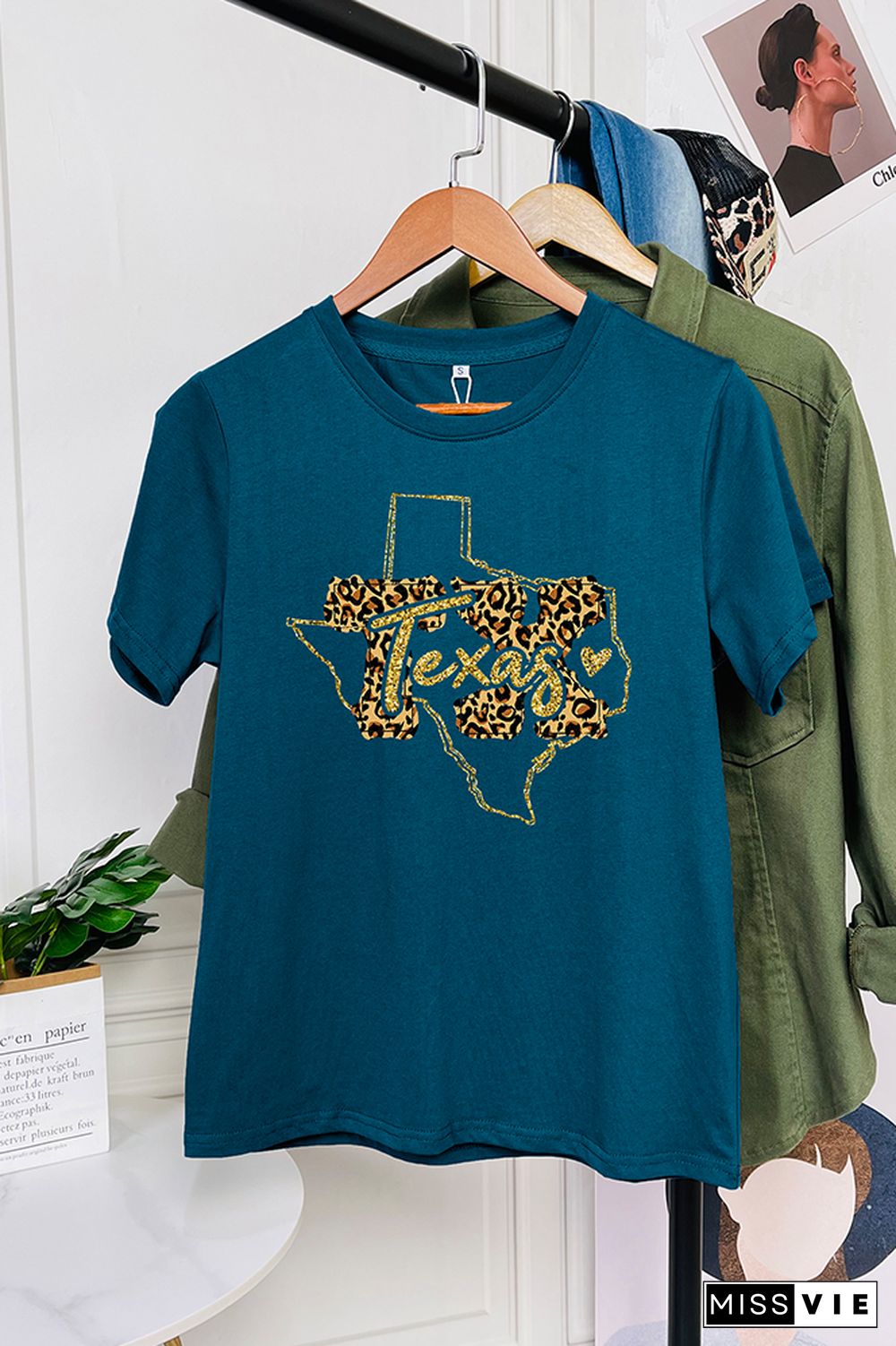 Texas Leopard Print Short Sleeve Graphic Tee Wholesale