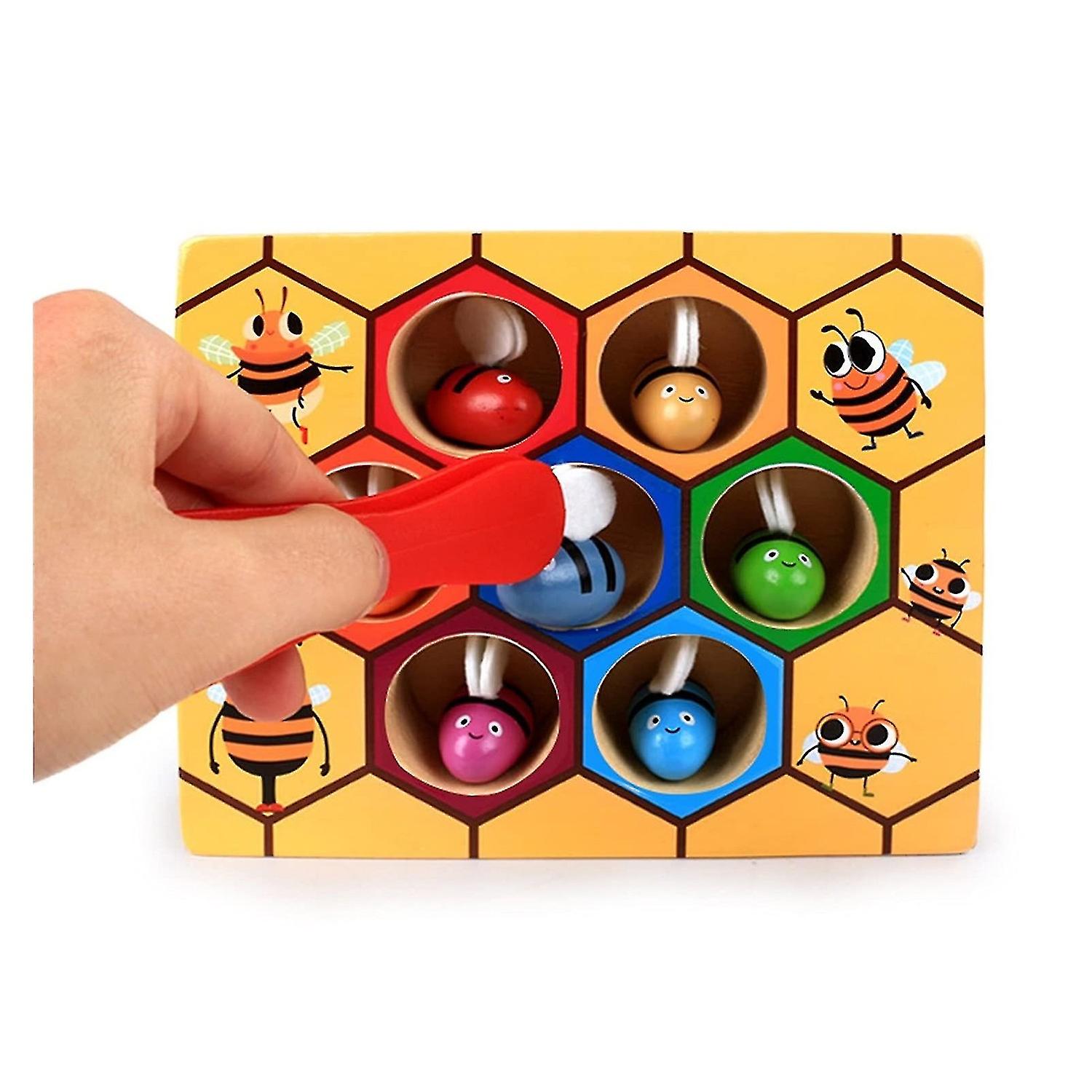 Educational Industrious Little Bee Kids Wooden Toys For Children Interactive Beehive Board