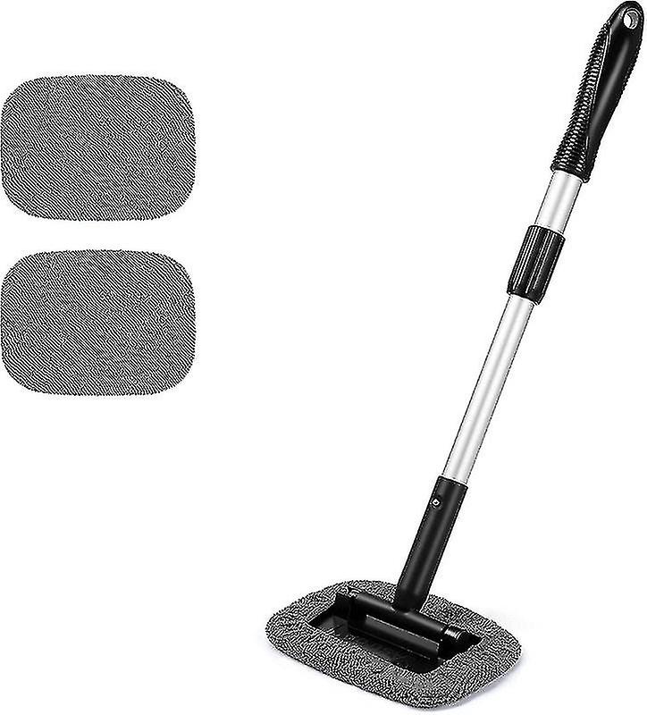 Car Wash Brush Telescopic Windscreen Cleaner With 2 Microfibre Pads， Windscreen Cleaning Tool With E