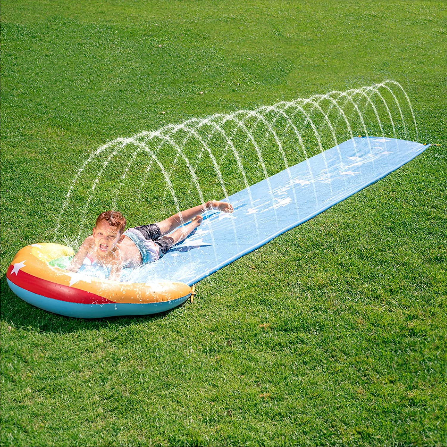 Terra 17ft Slip and Slide Water Slide with Body board, Summer Toy with Build in Sprinkler for Outdoor Water Fun Toys Play 16.7ft x 35in