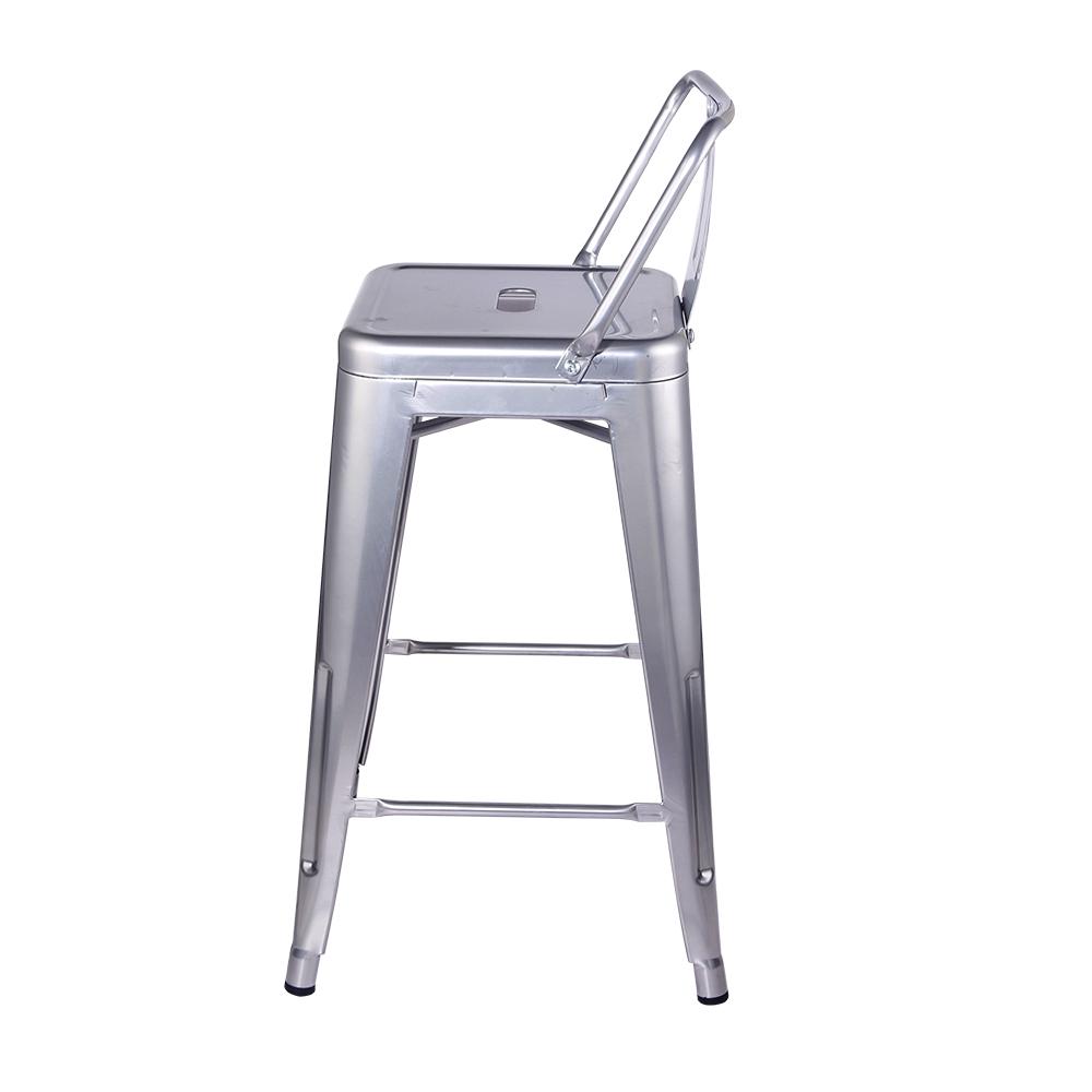 GIA Design Group 24 Inch Counter Height Low Back Metal Stool， Sliver