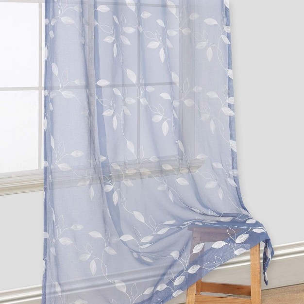 Trinity Floral Embroidered Sheer Window Curtains