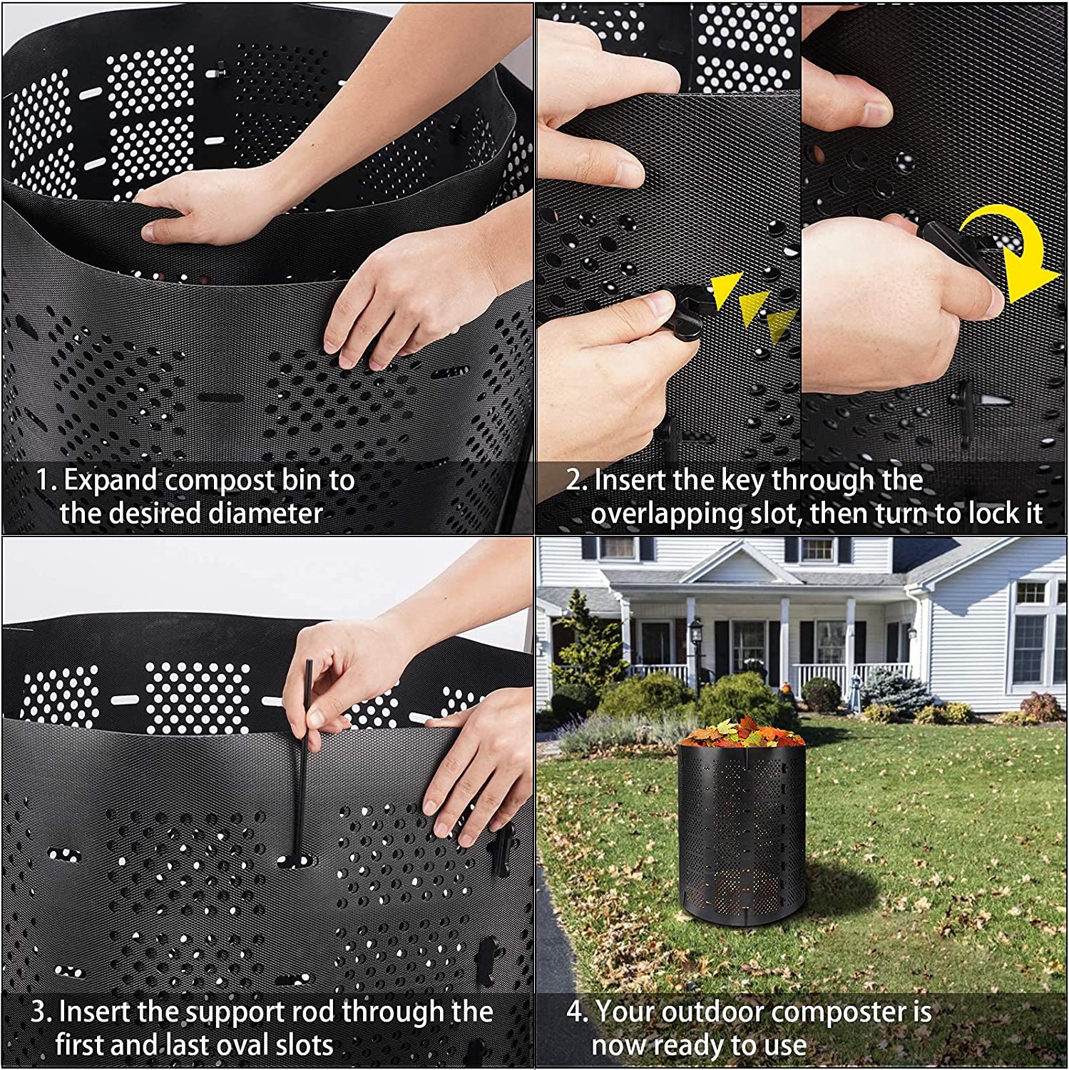 220 Gallon Compost Bin Outdoor, Expandable Outdoor Composter, Easy Assembling, Large Capacity, Fast Creation of Fertile Soil