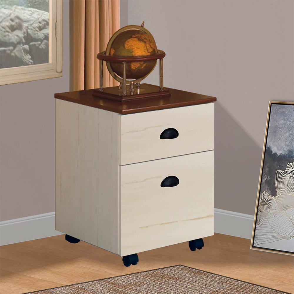 SAINT BIRCH Hawksbury Antique White File Cabinet With Caster Wheels SBGM4500MFMW