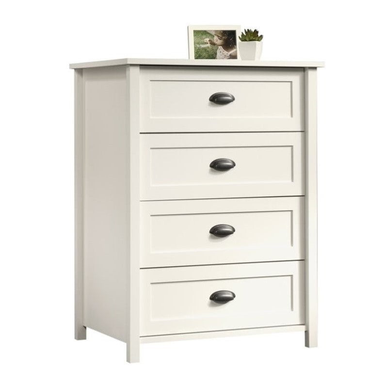 Home Square Modern 2 Piece Bedroom Set with 6 Drawer Double Dresser and 4 Drawer Chest Dresser in Soft White