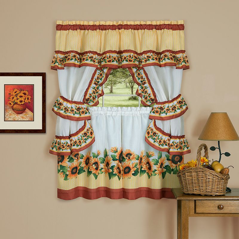 Achim 3-piece Black Eyed Susan Cottage Window Curtain Set